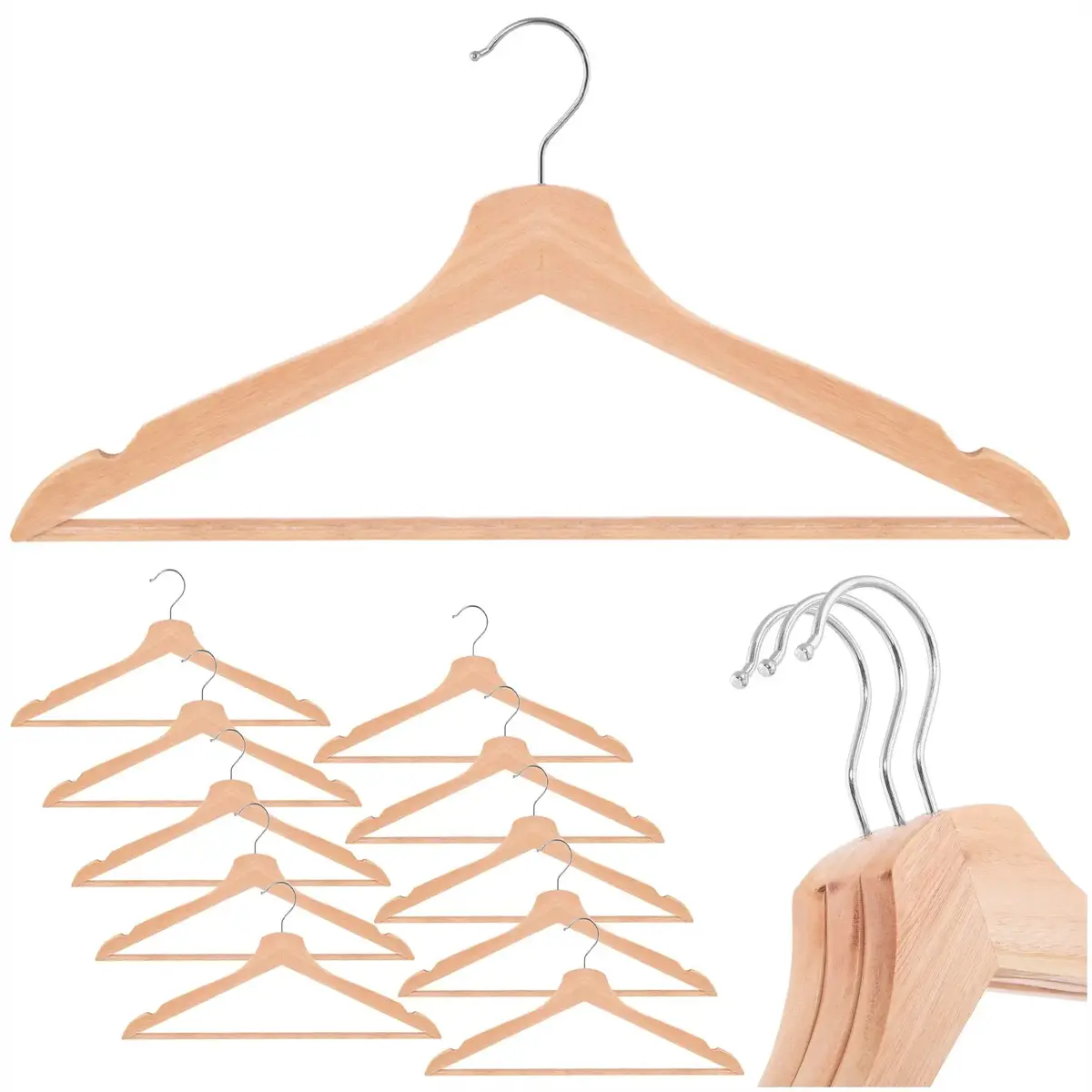 Wooden hangers Springos HG0085 — set of 10 Photo 4
