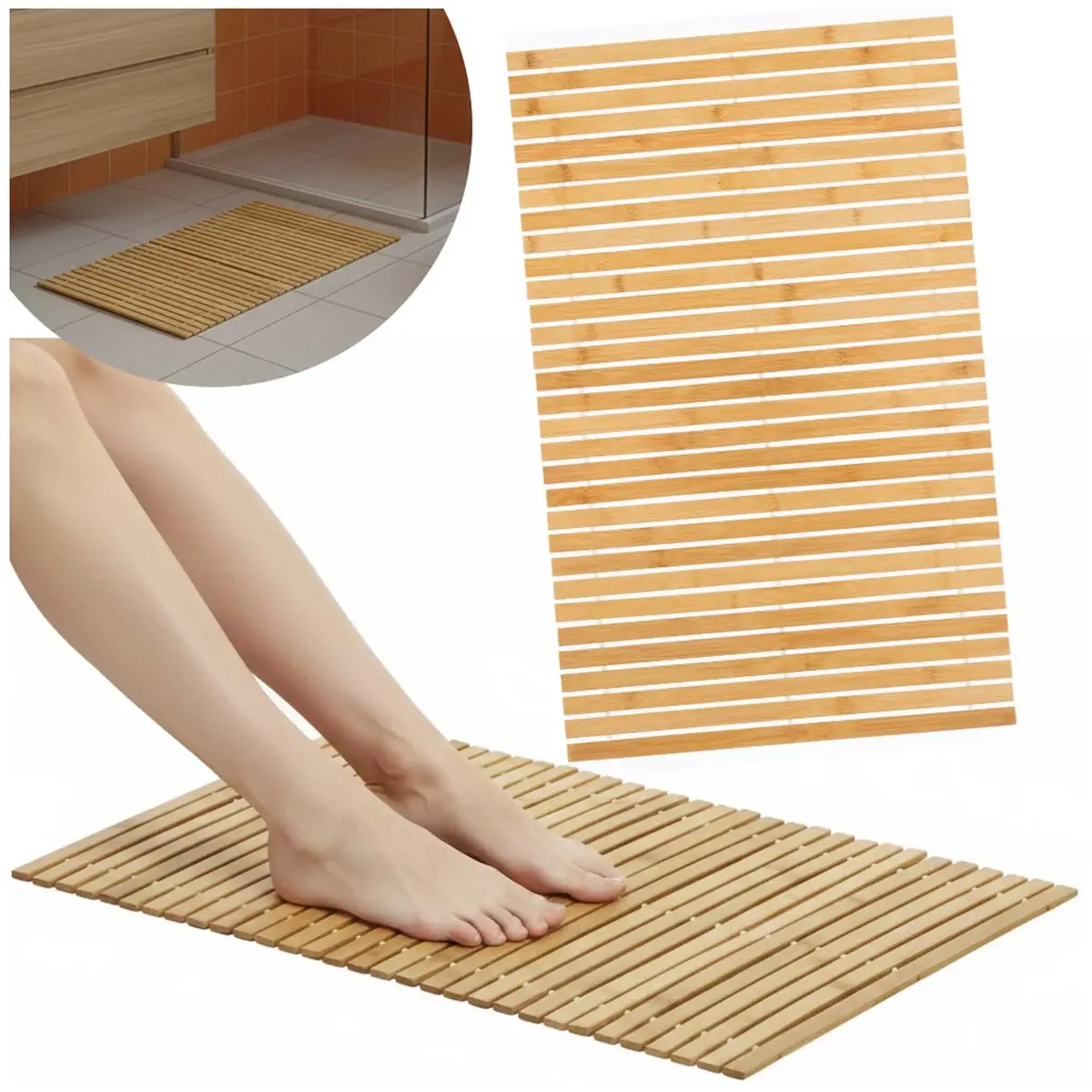 Springos HA7531 bamboo bath mat 80x50 cm Photo 4