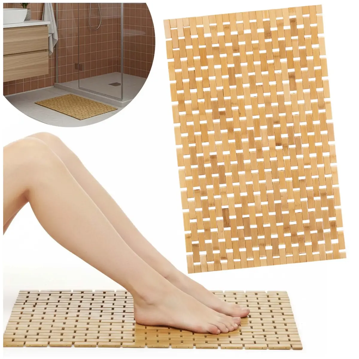Bath mat Springos HA7530 bamboo 80 x 50 cm Photo 3