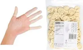 HYGOSTAR latex finger cot, powder-free, white, size L, rolled, textured, length 70 mm, single piece