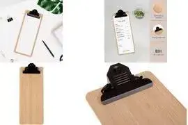 Clipboard for Invoices EUROPEL model 197010, 100% Natural Bamboo, Rounded Corners, High