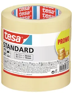 Малярная лента Tesa 1785067 — универсальная бумажная, бежевая, 50 м