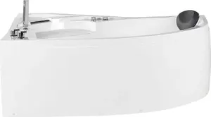 Corner bathtub Beliani NEIVA right-hand with LED and hydromassage, white