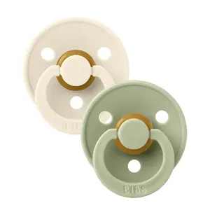 Klasiska zīdaiņa knupis BIBS Colour 2 PACK Ivory/Sage — anatomiska lateksa knupītis, izmērs S