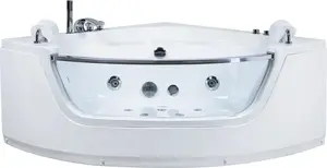 Corner bathtub Beliani MANGLE with LED and hydromassage, white, 140 cm