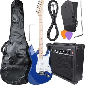 Electric guitar kit NN EG SET BLU with accessories — beginner electric guitar bundle