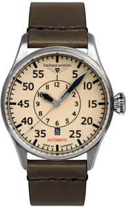 Rokaspulkstenis Bauhaus Aviation 27565 automatic – mehānisks automātiskais mehānisms, pilotstila ciparnīca, tērauda korpuss