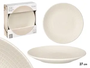 Šķīvis Vessia modelis 10042, gravēts bēšs keramiskais, Ø 27 cm
