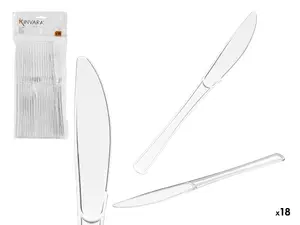 Plastic Knife Set Kinvara 10675 — 18 Transparent Disposable Knives, Model 10675