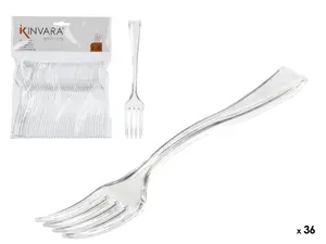 Plastic Dessert Forks Set Kinvara 36 pcs, transparent, model 10673