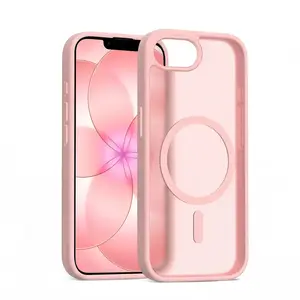 Crong Hybrid Matte Magnetic MagSafe case for iPhone 17e — TPU & polycarbonate, translucent pink, for 6.1" screen