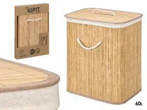 Laundry Basket Kipit 13070 rectangular natural bamboo 60 L