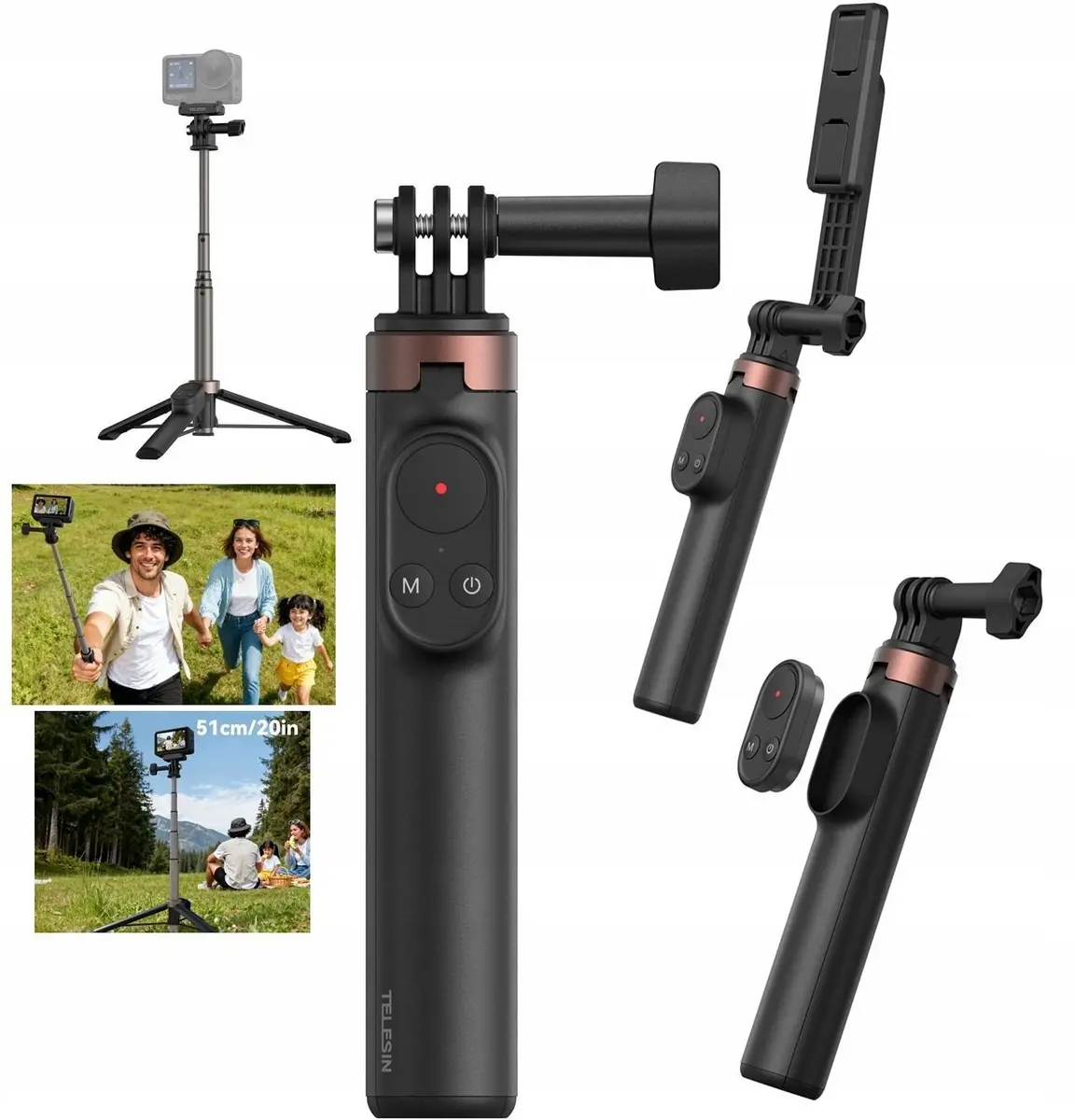Selfie stick Telesin S1-css-08 ar pulti