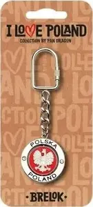 Брелок Pan Dragon I love Poland Polska ILP-BRE-C-PL-03, металлический карабин, сувенир