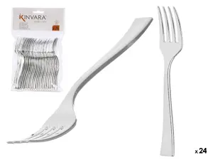 Kinvara plastic dessert forks set, silver, 24 pieces, model 10671