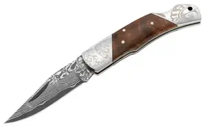 BOKER MAGNUM Magnum Damascus Duke Knife — folding pocket knife, Damascus steel blade, wooden handle, model 01MB946DAM