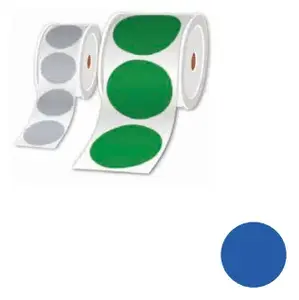 Self-adhesive label roll Brother LTZ15100FPEL — blue circular labels, 10 cm diameter, 250 labels per roll