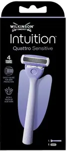 Skūšanās galviņa Wilkinson Sword Intuition Quattro Sensitive — sieviešu skuvekļa uzgalis, 1 gab.