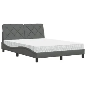 Кровать VidaXL 3310763, серый каркас, для матраса 200x200 см, для спальни
