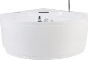 Corner bathtub Beliani Milano with LED and hydromassage, white