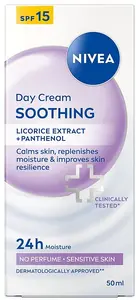 Dienas sejas krēms KANN NIVEA Soothing Day Cream 50 ml — nomierinošs mitrinošs krēms