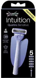 Skuveklis Wilkinson Sword Intuition Quattro Sensitive sievietēm ar 5 nomaiņas asmeņiem