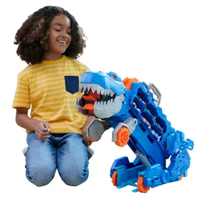 Vehicle & track set MATTEL Hot Wheels City Ultimate T-Rex Transporter HNG50 — transforms from hauler into dinosaur, battery-powered (3×AAA), plastic, multicolour