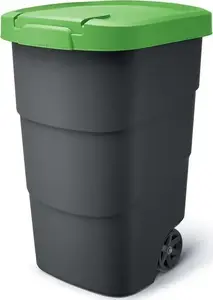 Trash bin Prosperplast WHEELER 95L with green lid, 95-liter plastic waste container