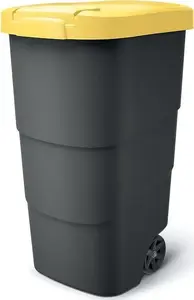 Garden waste bin Prosperplast WHEELER 110 with yellow lid, 110 L capacity