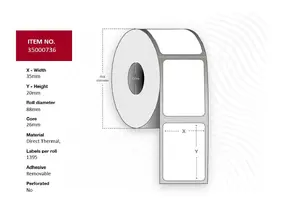Этикетки Capture Capture 35000736 White — термопрямая рулонная этикетка, 3,5×2 см, 1 395 шт./рулон, 33 480 шт./уп., сертификат FSC