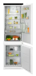 Iebūvējamais ledusskapis Electrolux ENA7CD18S — kopējā ietilpība 248 L, No Frost saldētājs un ledusskapis, skārienvadība, ar labo eņģi, balts