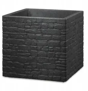 Flower pot Lumarko FLOWERPOT PLASTIC 246/30 Stony Black D30 — plastic plant pot, model 246/30
