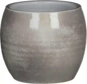Ceramic decorative flower pot Edelman EDM022780 light gray, round plant pot for indoor use