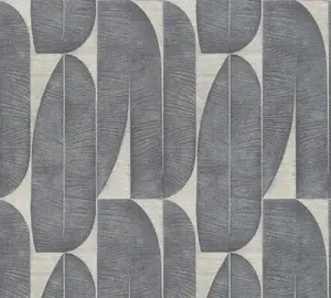 Wallpaper Vipro Group model 396583 Grey Leaves — decorative wallcovering, floral leaf pattern, roll-based wallpaper