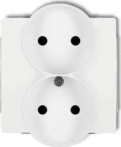 Double Flush Socket Karlik DECO Soft DGPRSO-2 — white, for mounting in frame, without switch