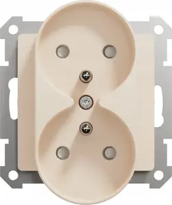 SCHNEIDERE double grounded socket Sedna Design SDD112275 with shutters for frame system, beige