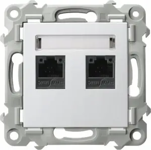 Ospel Szafir GPK-2Z/K/m/00 двойная компьютерная розетка, Cat5e MMC, белая