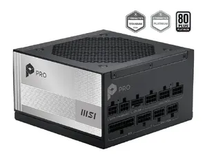 Baroklis MSI PRO A850PL PCIE5 ATX 850 W 80 Plus Platinum Active PFC 120mm ventilators