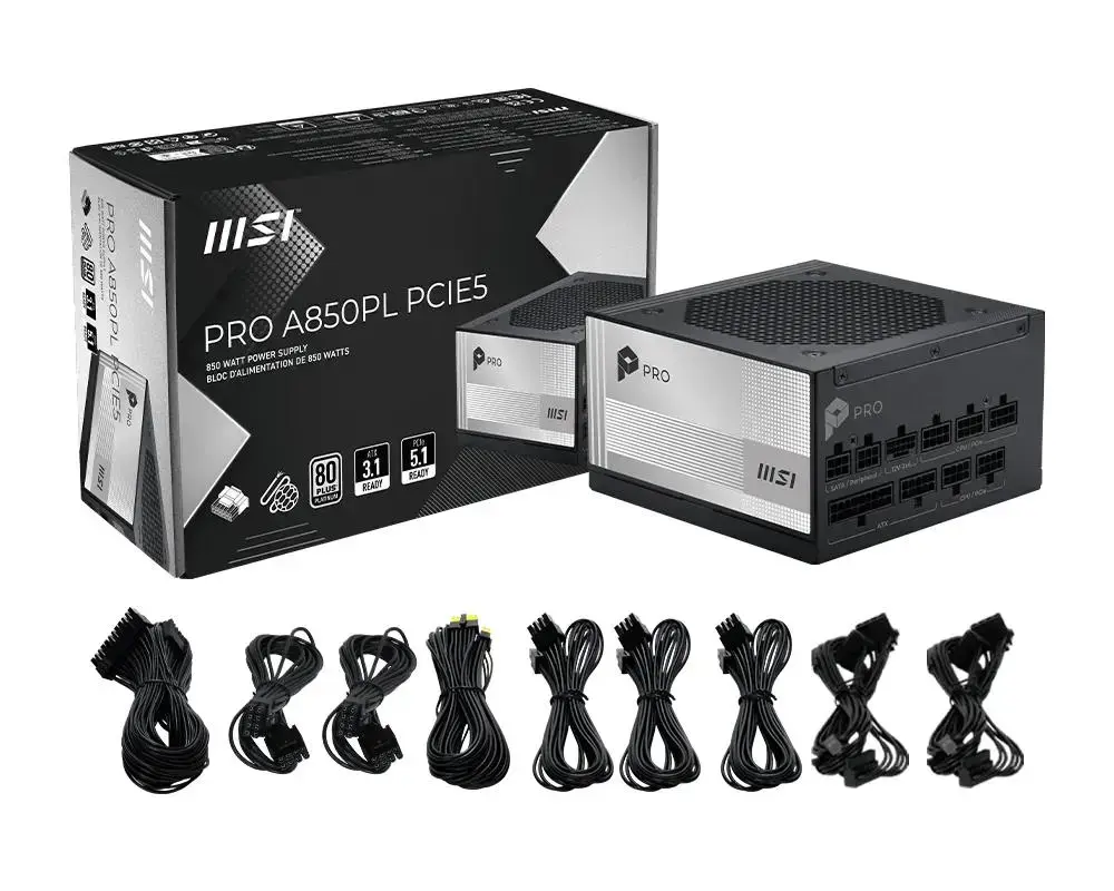 MSI PRO A850PL PCIE5 barošanas bloks Photo 5