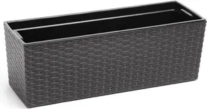 LAMELA flower planter BEGONIA RATAN GRAFIT with insert, model LA625-50, 19×56 cm, height 19 cm
