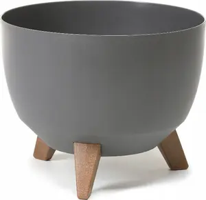 Flower pot LAMELA ROMA 240 — round anthracite plastic pot, Ø24 cm, height 20 cm