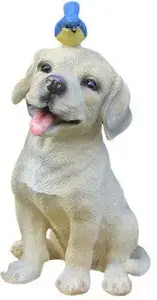 Decorative figurine dog with bird by DKD Home Decor NF20-016, resin ornament, 20.5×18.5×32 cm