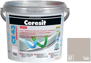 Ceresit CE43 Grout Gray High Resist — CERESIT sanded tile grout, model CE43GROUT, gray, high resistance formulation