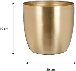 Flower Pot Lumarko ALANO POT GOLD model H19 x D20 cm, decorative planter, metal-look finish