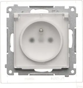 Socket outlet module Kontakt-Simon 55 TGZ1BCZ.01/111A 16 A 250 V~ with IP44 gasket, quick-connect, white matte/transparent