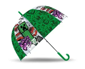 Manual transparent umbrella Kids Euroswan Minecraft — clear canopy, manual open, kids design