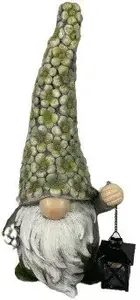 Decorative Gnome with Lantern by DKD Home Decor, model NFZ21018B, resin garden ornament with built-in lantern