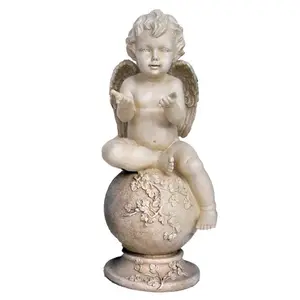 Decorative Statue Nuxe STATUE ANGEL ON GLOBE — ornamental angel figure on globe