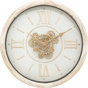 Wall Clock Bigbuy Home Sonika model 206478 beige and gold, 49.5 cm diameter