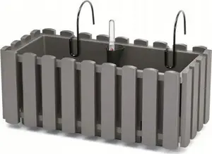Prosperplast balcony planter Boardee with watering system and hooks, gray